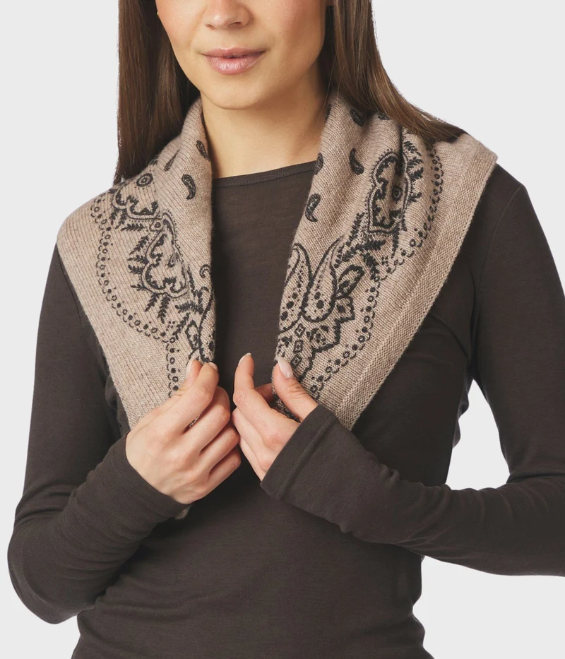 Adelina Paisley Knit Scarf (976 Beige Melange)