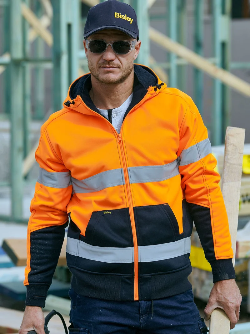 Bisley Taped Hi-Viz Fleece Hoodie with Sherpa Lining