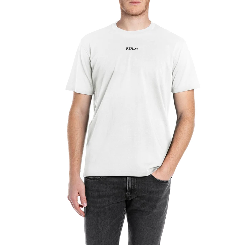 Replay Basic Logo Tee Natural White
