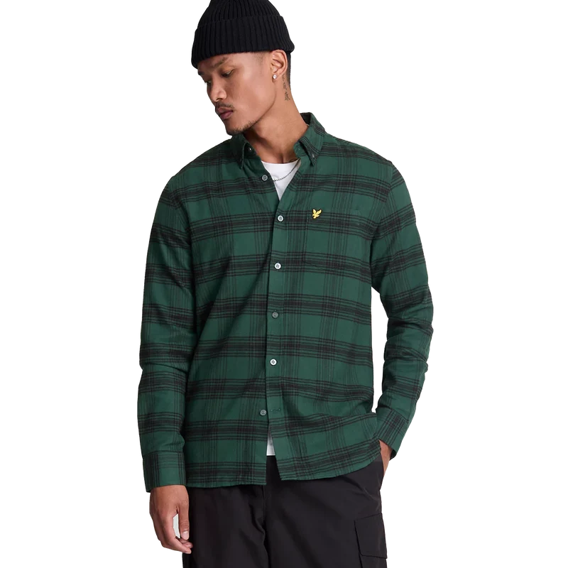 Tonal Check Flannel Shirt X328 Argyle Teal/ Jet Black