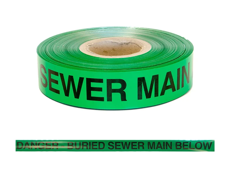Foil Detectable "Buried Sewer Main" 50mm x 304 metre roll