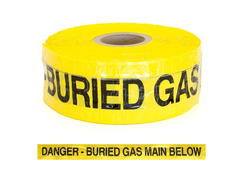 Wavelay Detectable "Danger Buried Gas Main Below" c/w s/steel tracer wire 100mm x 250m