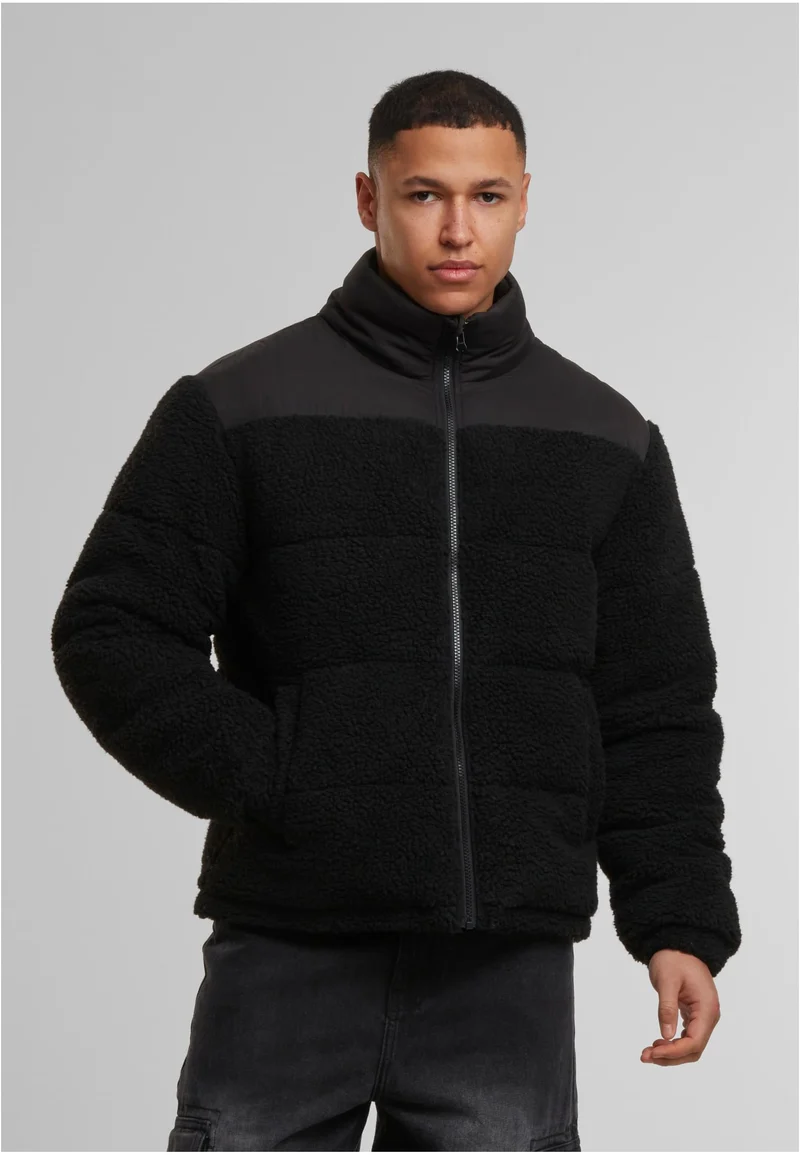 UC Fabric Mix Teddy Puffer Jacket