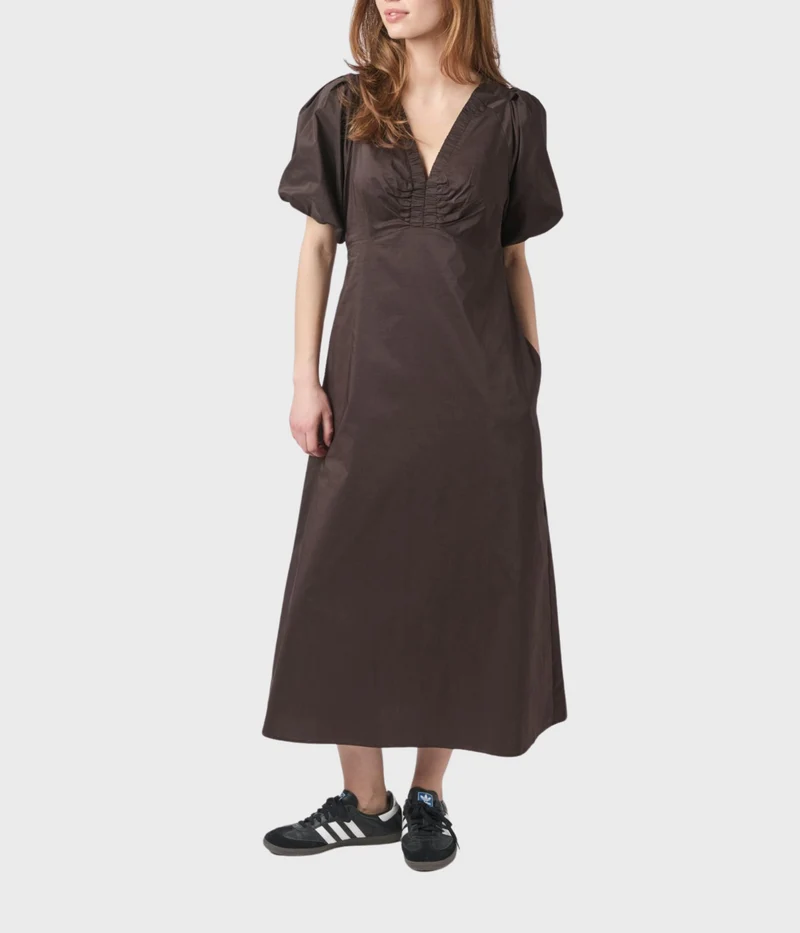 Illana Poplin Dress. (584 Chocolate Brown)
