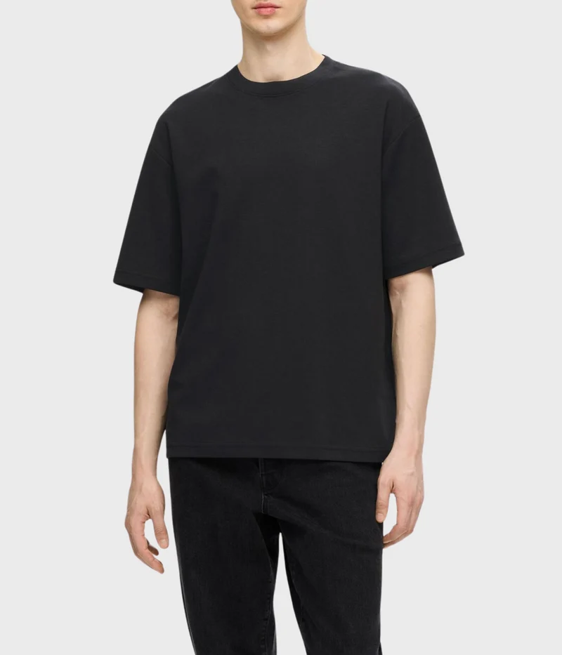 Slhlooseoscar Ss O-Neck Tee Noos. (Black)