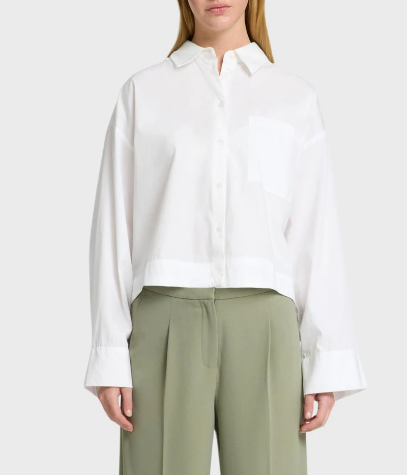 Slfastha Ls Cropped Boxy Shirt Noos. (Bright White)