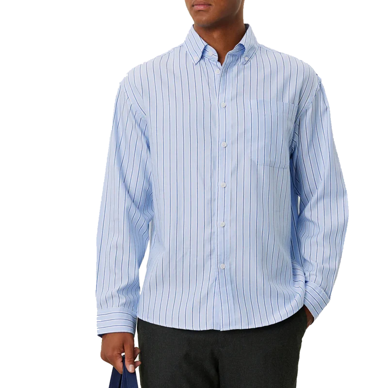Kolton Herringbone Poplin Shir White/bel Air Blue