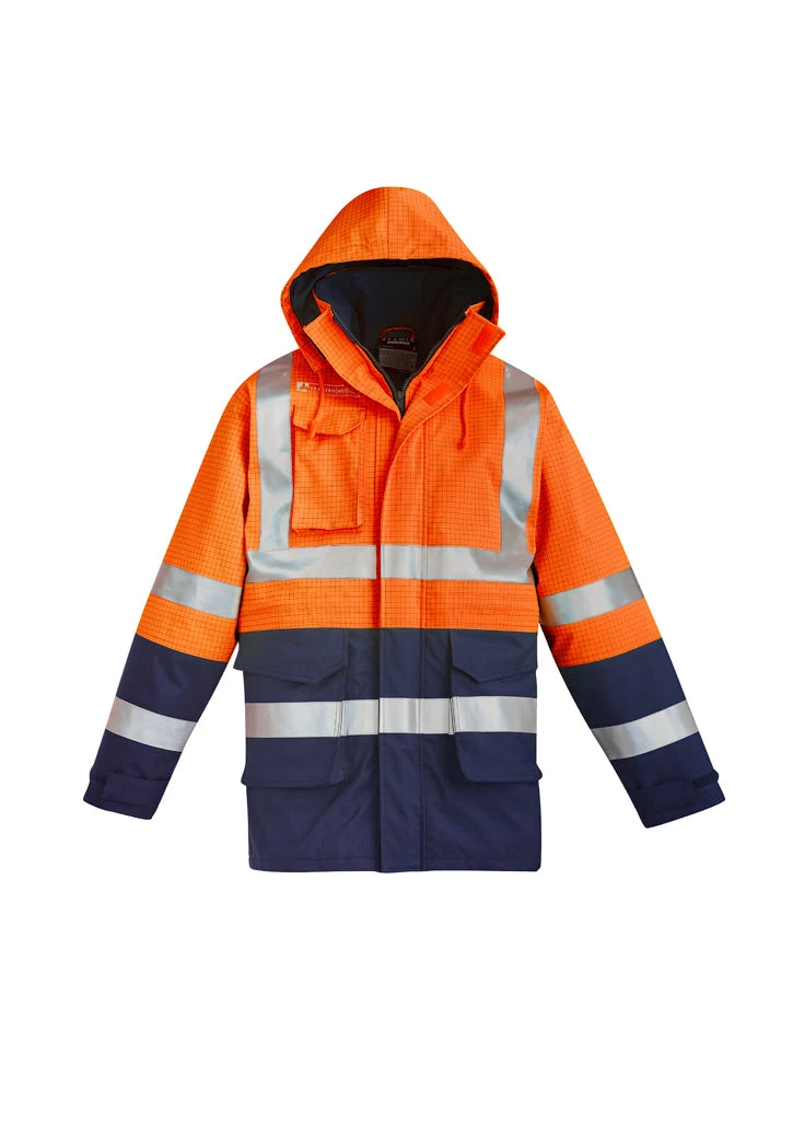 Syzmik Mens Orange Flame Arc Rated Anti-Static Waterproof Jacket