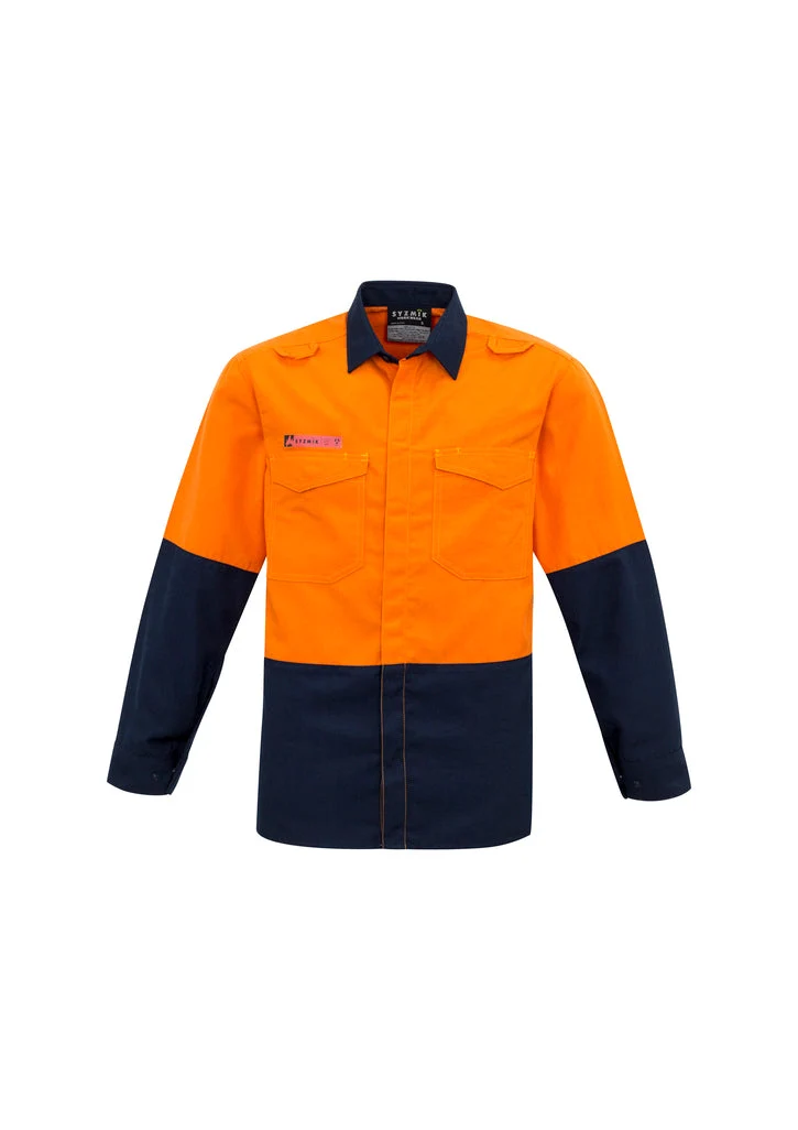 Syzmik Mens Red Flame Hi Vis Spliced Shirt
