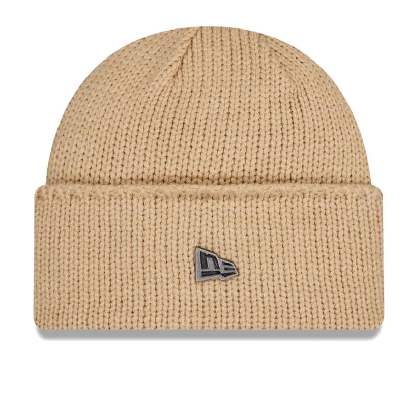 Beige Wide Cuff Knit Beanie