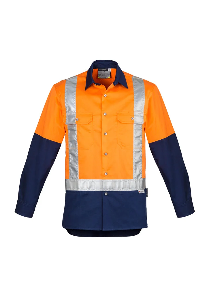 Syzmik Mens Hi Vis Industrial L/S Shirt - Shoulder Taped