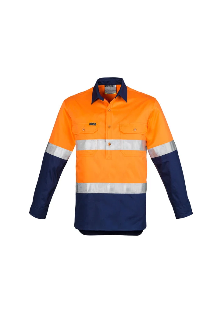 Syzmik Mens Hi Vis Closed Front L/S Shirt - Hoop Taped