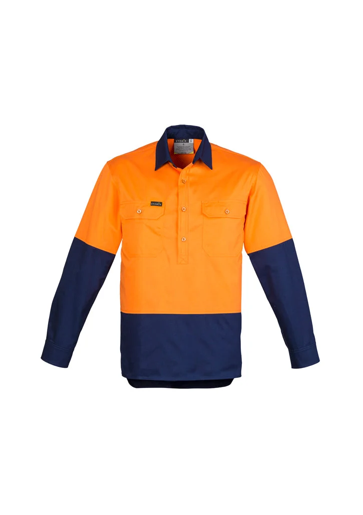 Syzmik Mens Hi Vis Closed Front L/S Shirt