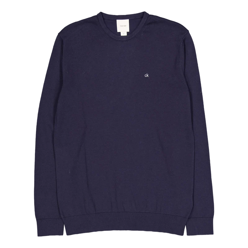 Cotton Silk Blend Cn Sweater Blue