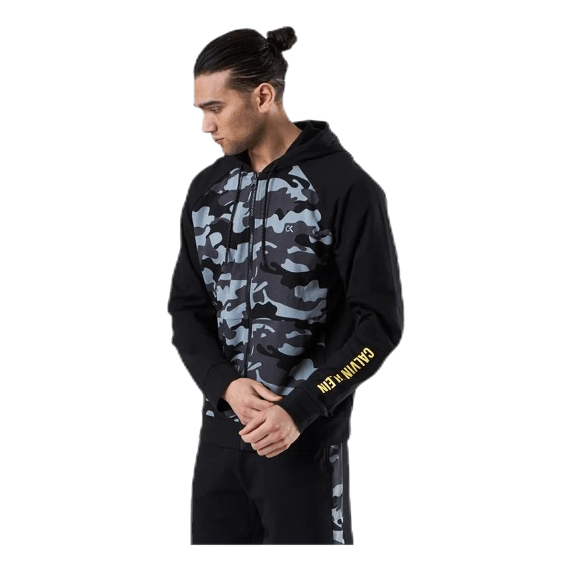 Full Zip Hooded Jacket Patterned/Black
