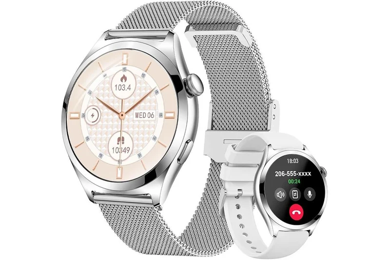 Smart Watch for Women Waterproof Smartwatch 100+ Sports Fitness Silver