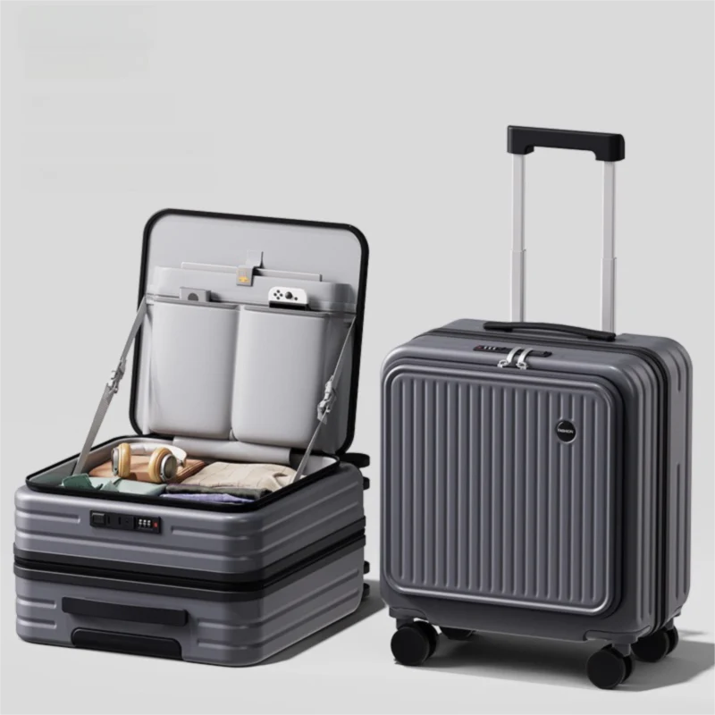 Black Front Opening Carry On Luggage 18 Inch