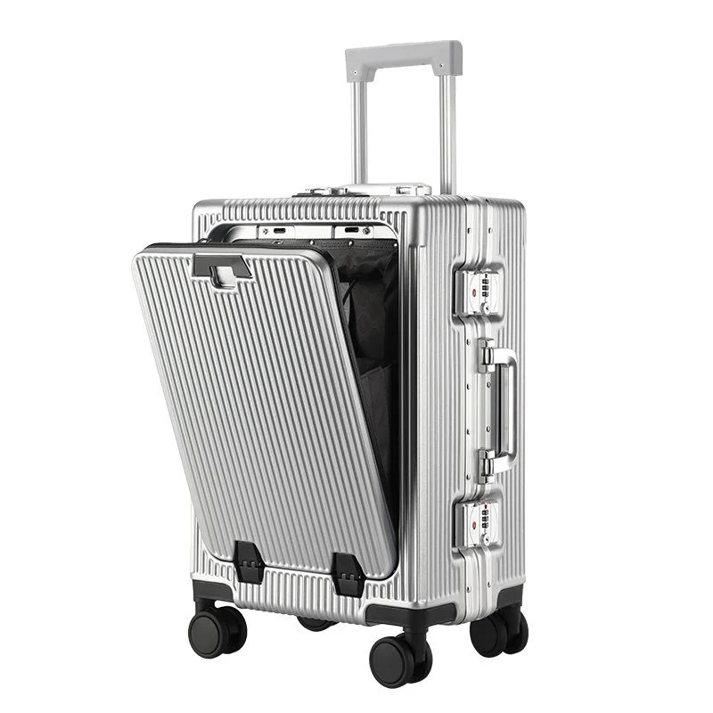 Light Grey 20 Inch Front Opening Carry On Luggage