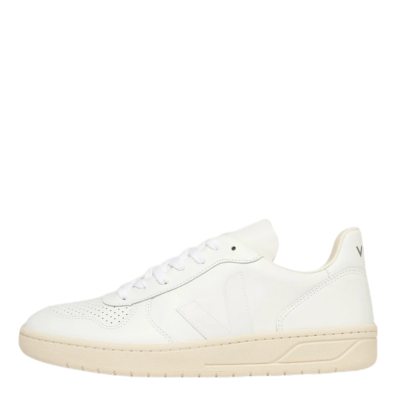 Mens V-10 Leather White