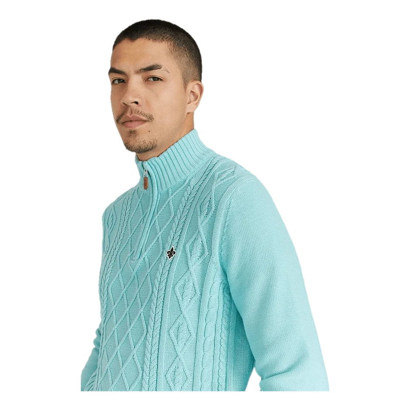 Colton Half Zip Cable 65 Turquoise