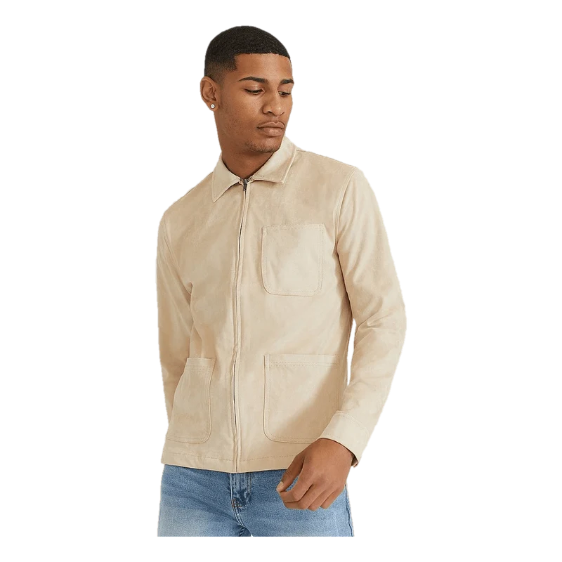 Fake Suede Zip Overshirt