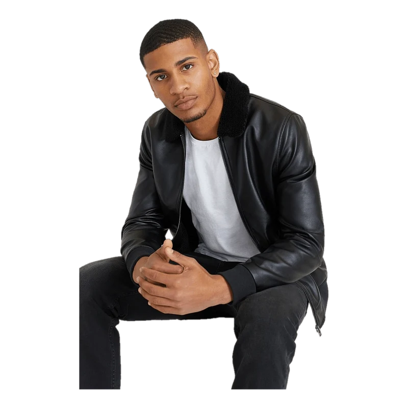 Fake Leather Bomber Jacket