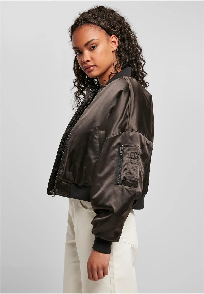 UC Short Oversized Satin Bomber Jacket