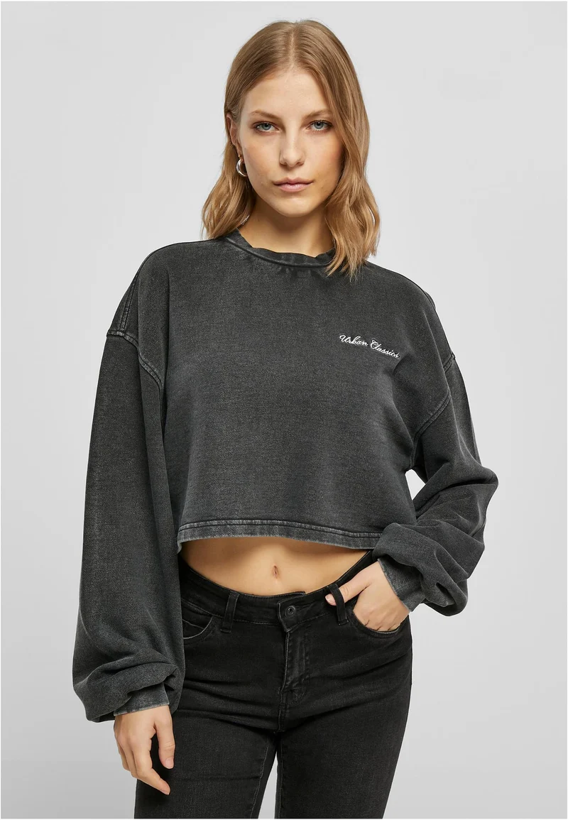UC Cropped Small Embroidery Terry Crewneck