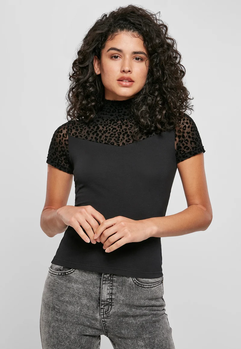 UC Flock Lace Turtleneck Tee