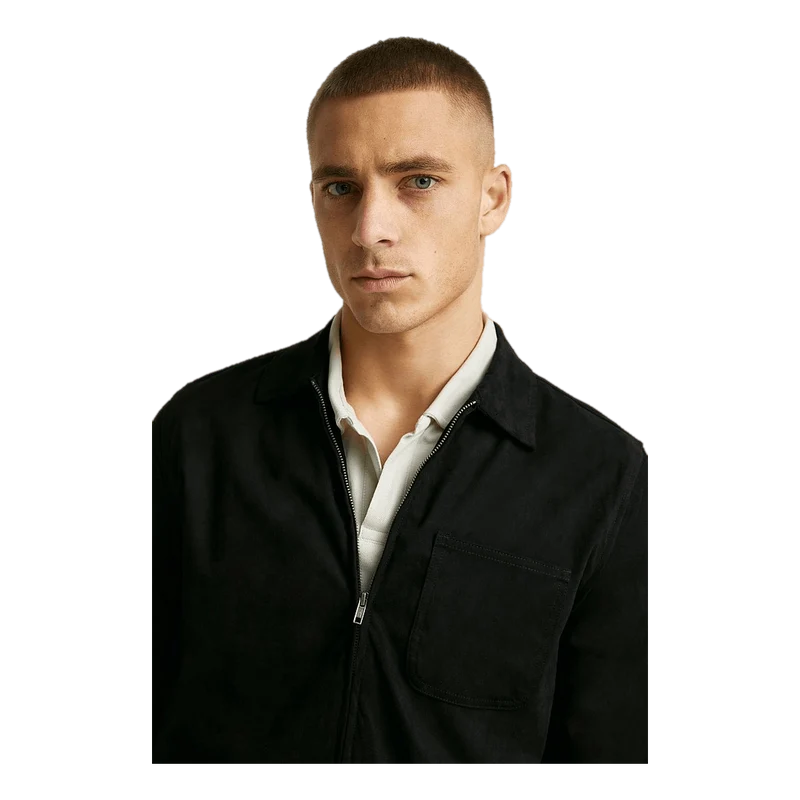 Fake Suede Zip Overshirt