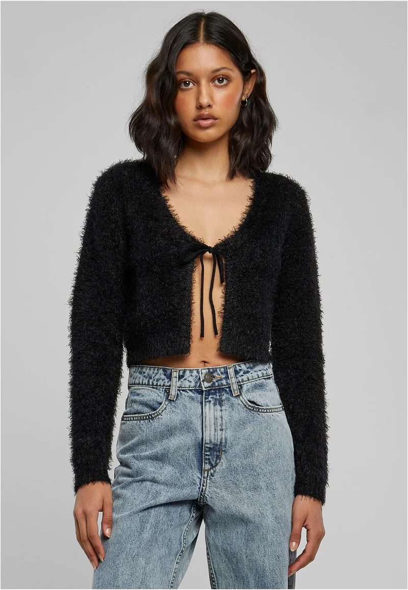UC Tied Cropped Feather Cardigan