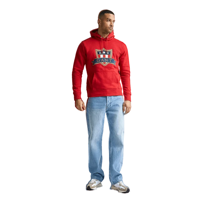 D1. Gant Banner Shield Hoodie Equestrian Red