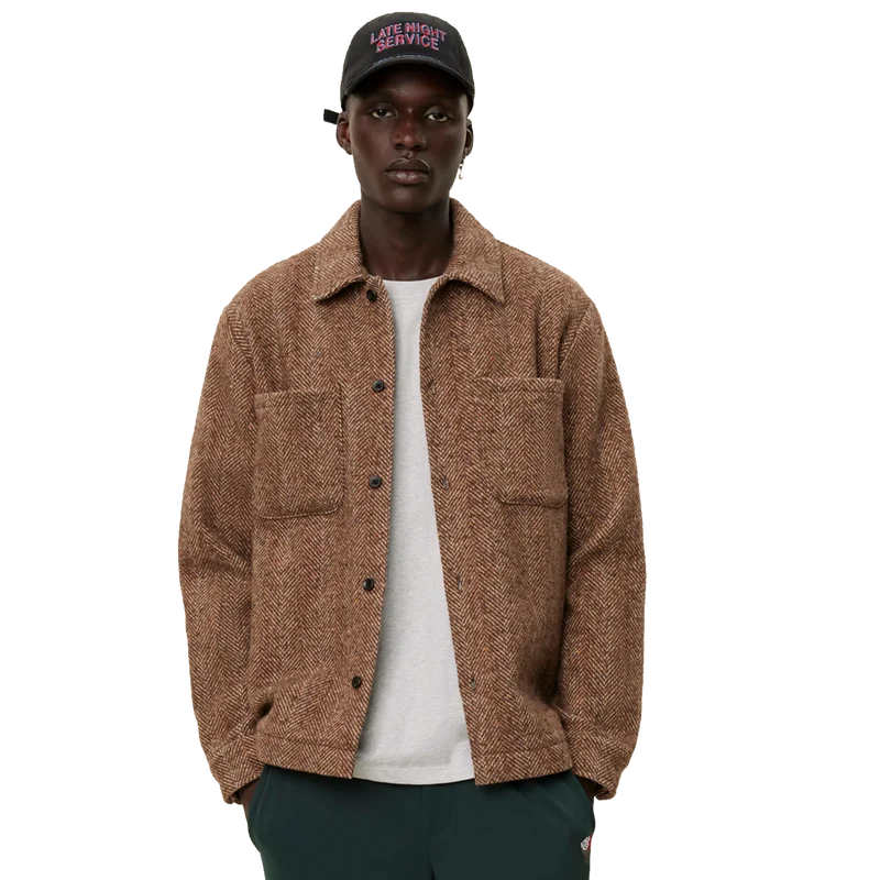 Milian Herringbone Overshirt Coffee Brown/dark Sand