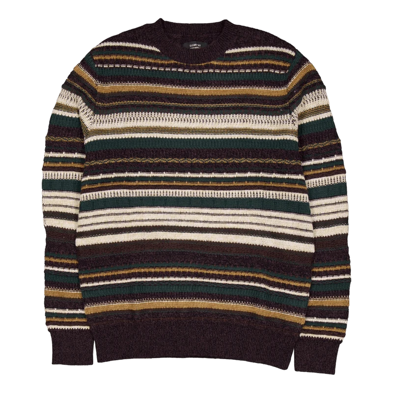 Phillip Wool Knit Deep Green/ecru Stripe