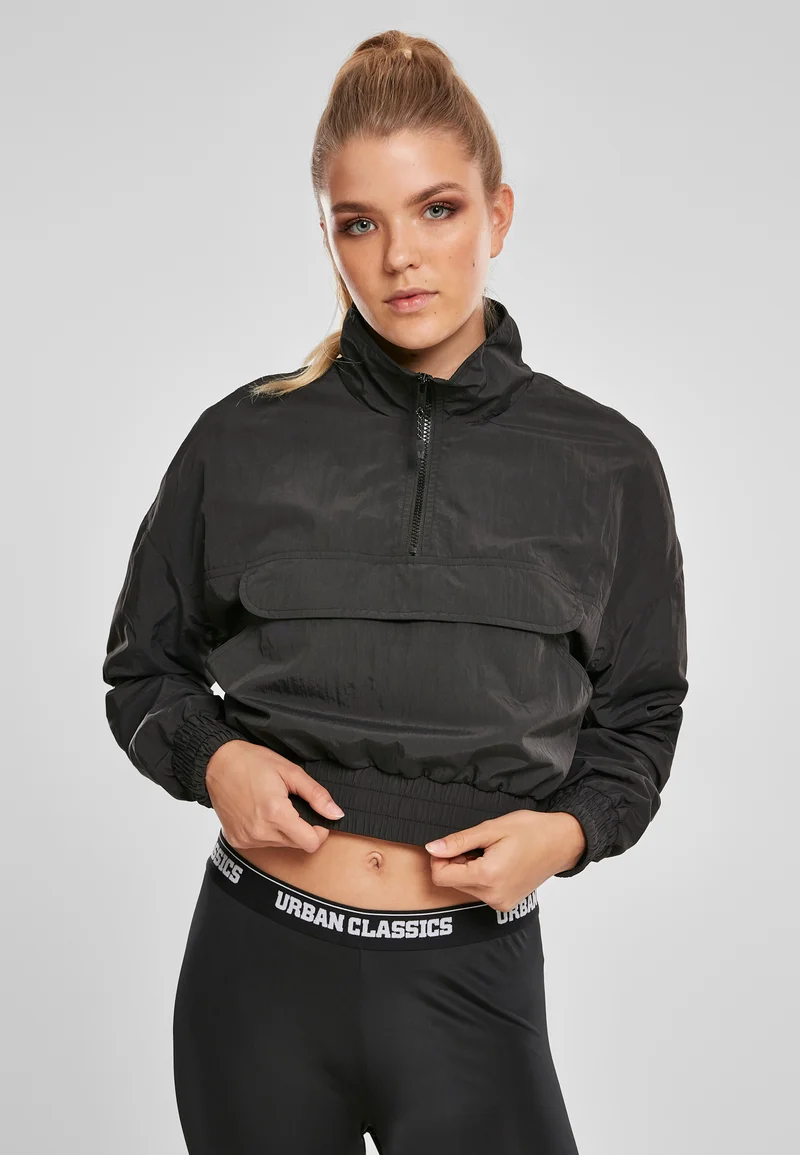 UC Cropped Crinkle Nylon Pull Over Jacket