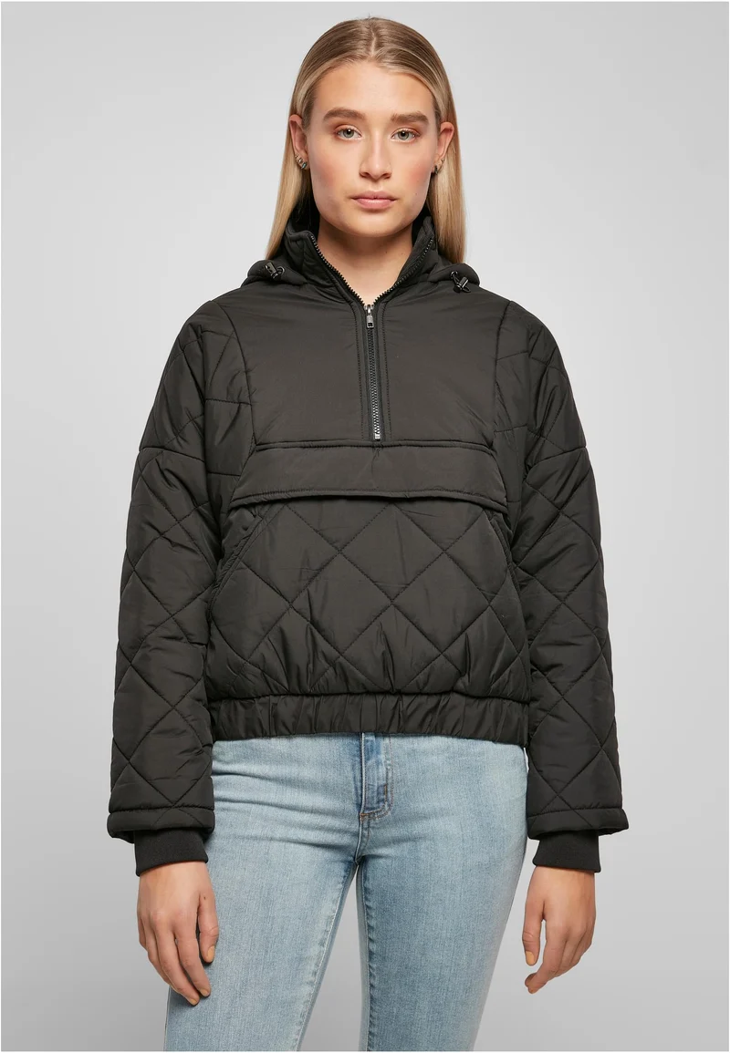 Oversized Diamond Quilted Pull Over Jacket