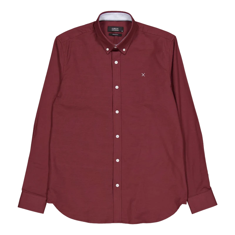 Oxford Stretch Plain L/s Dark Plum