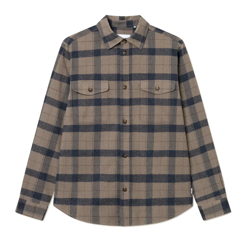 Lennon Flannel Check Shirt Desert Taupe/dark Navy