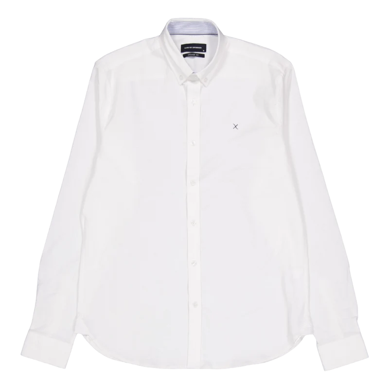 Oxford Stretch Plain L/s White 01