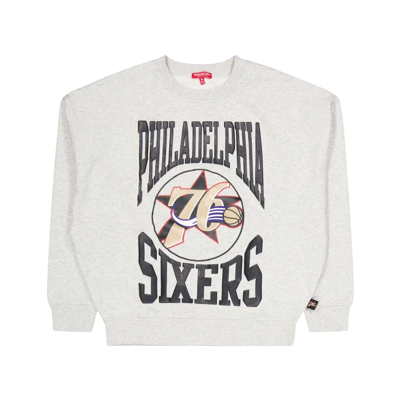 76ers Womens Logo Lt Crew 3.0 Grey Heather
