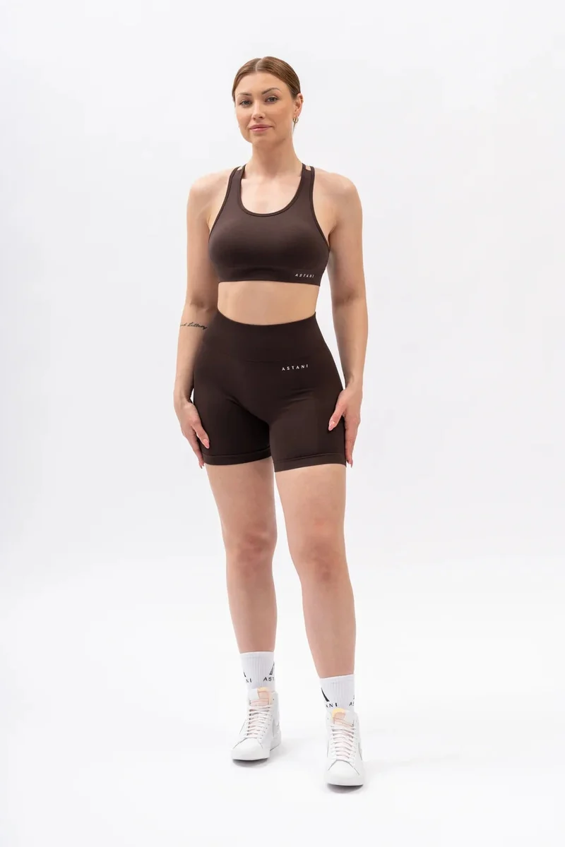 A BLISS Scrunch Shorts - Mörkbrun