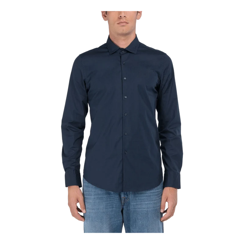 Stretch Poplin Shirt 087 Blue