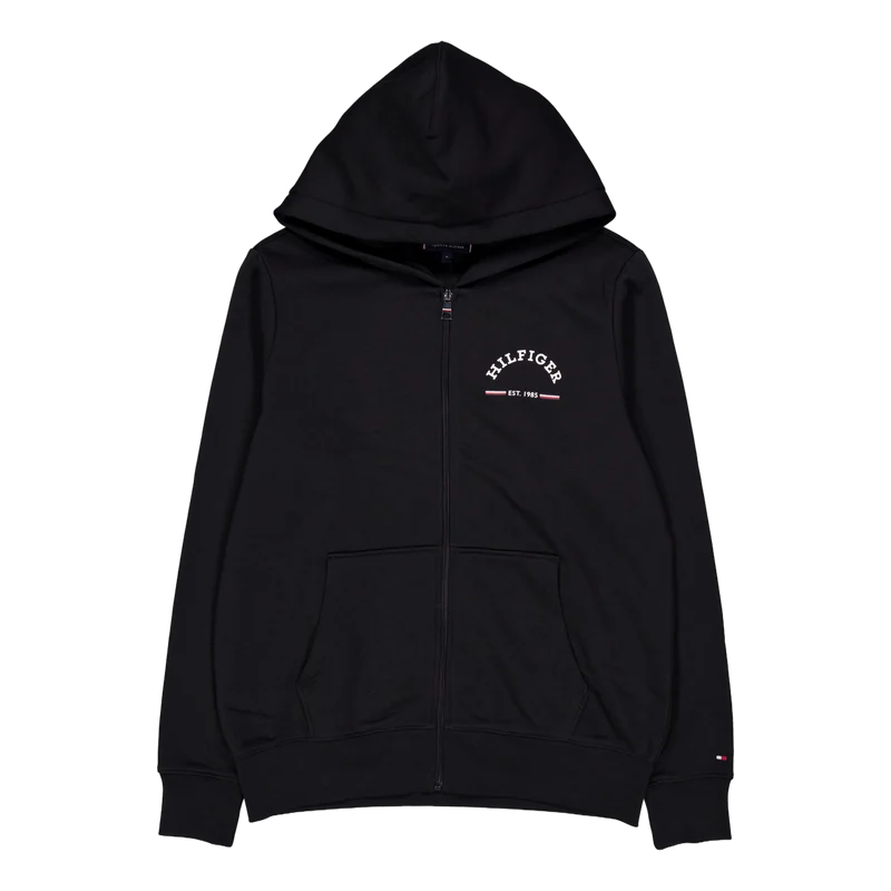 Roundall Hooded Zip Through Bds-black