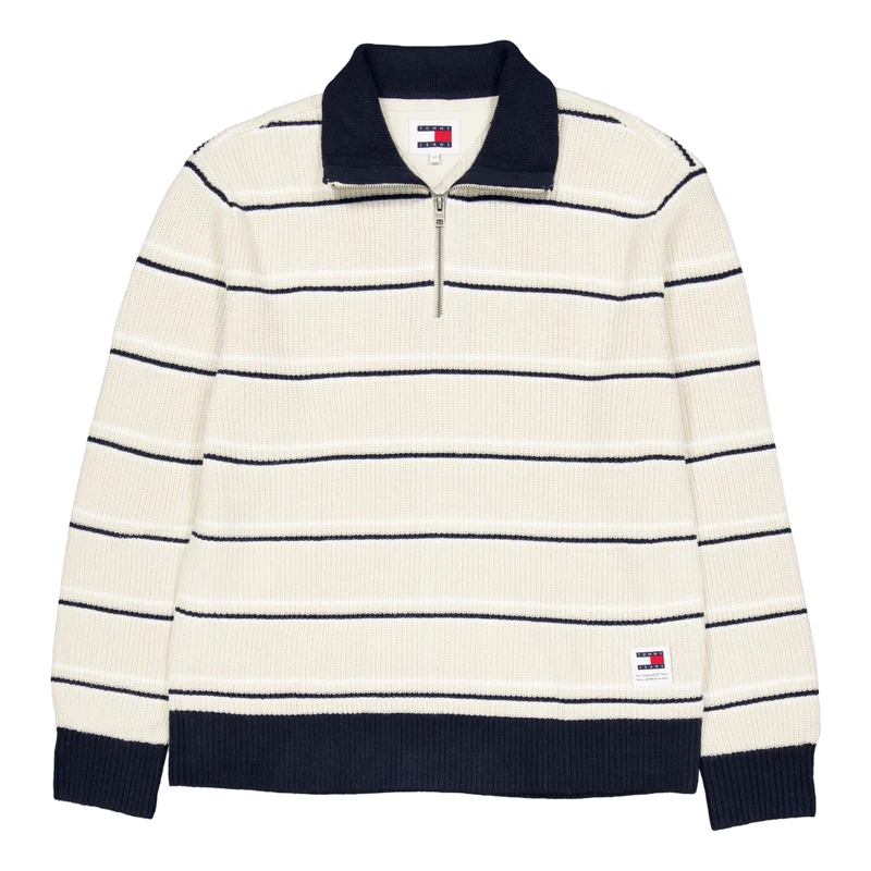Tjm Reg 1/4 Zip Stripe Sweater Acg-newsprint