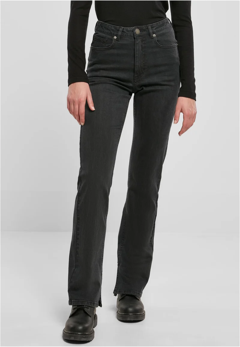 UC High Waisted Straight Slit Denim Pants