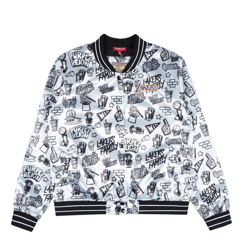 Women's Lakers Doodle Satin Jacket