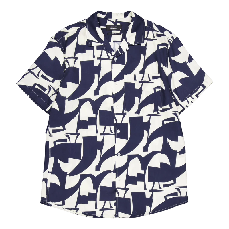 Bowling Jonathan Tencel Shirt Dark Navy/ecru