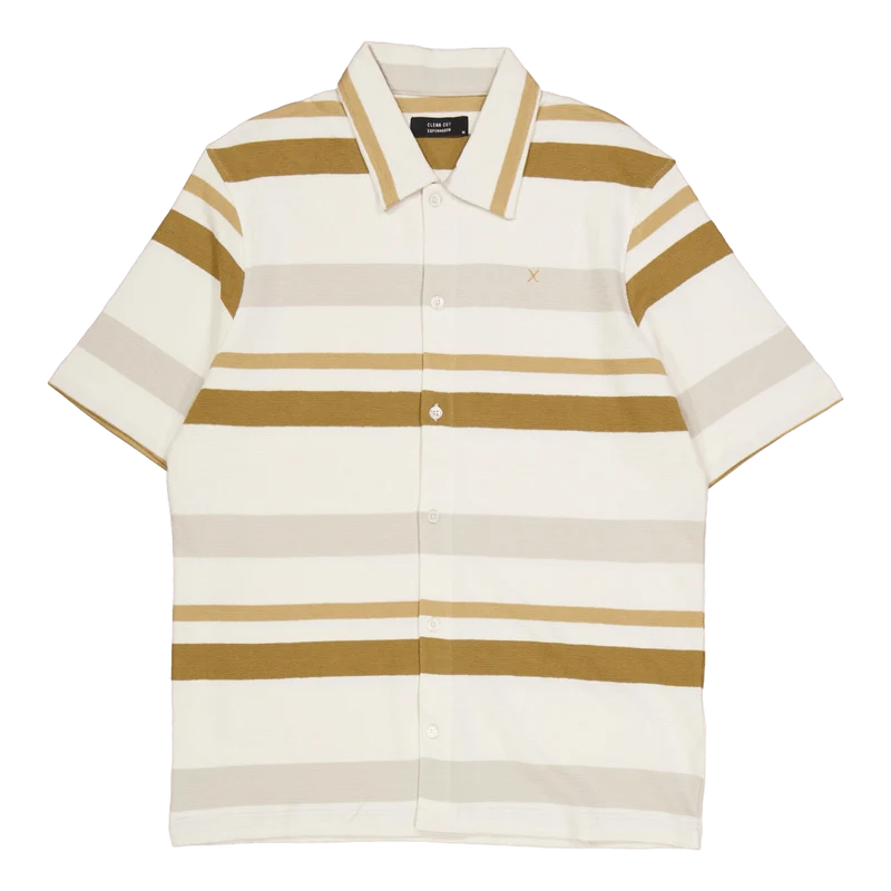 Calton Striped Structured Shirt Ecru/khaki Stripe