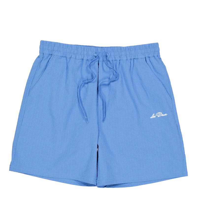 Stan Seersucker Swim Shorts 2. Washed Denim Blue