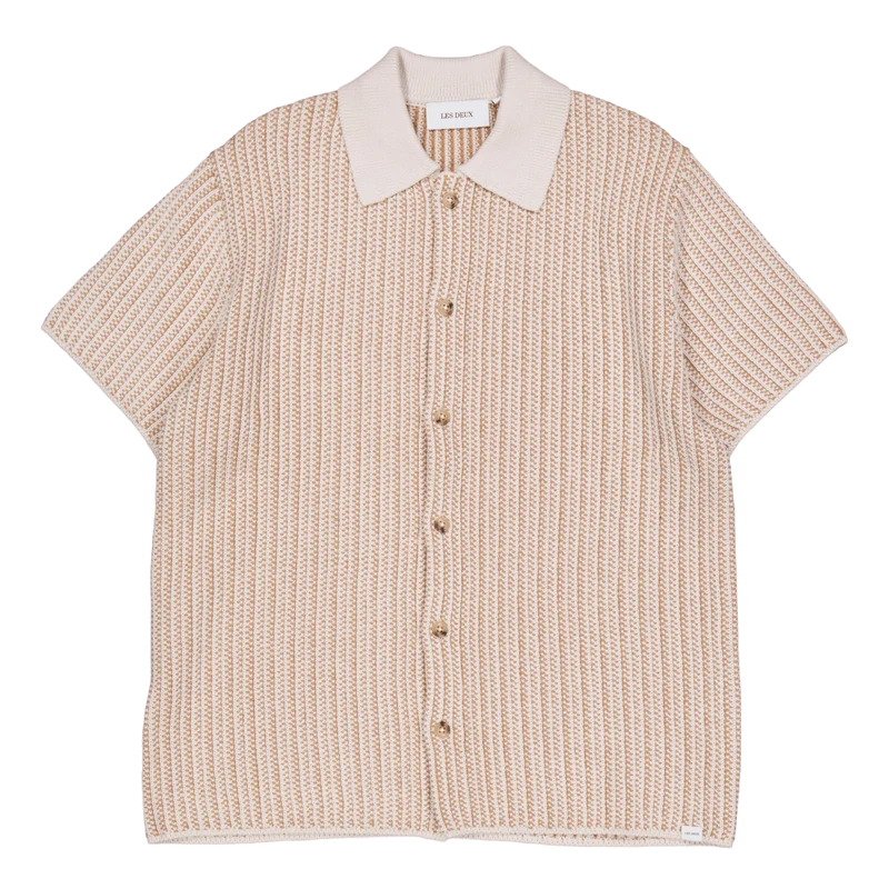 Easton Knitted Ss Shirt Camel